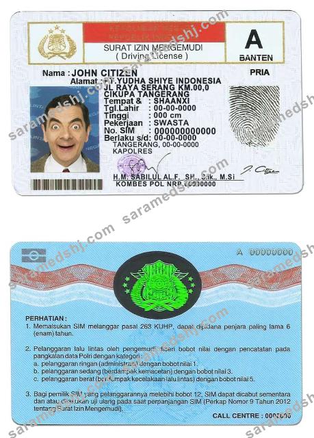 Indonesia driving license